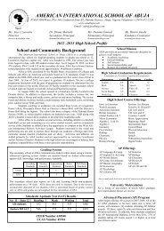 AISA HS Profile 2012-13 - American International School, Abuja