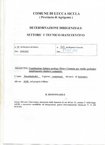 Liquidazione fattura geologo Pietro Cannata per studio geologico ...