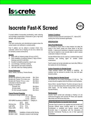 Isocrete Fast-K Screed - JHLidstone