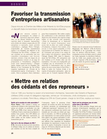 Favoriser la transmission d'entreprises artisanales - CEEVO95 ...