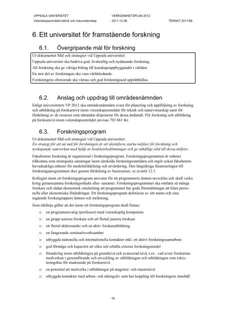 Verksamhetsplan 2012 - Teknisk-naturvetenskapliga fakulteten ...