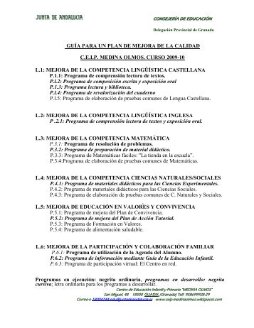 guÃ­a para un plan de mejora de la calidad ceip medina olmos. curso ...