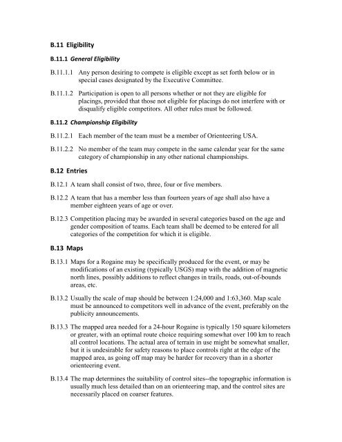 A Rules for Foot Orienteering Events - Orienteering USA