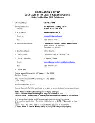 INFORMATION SHEET OF AITA LEVEL-III (ITF Level-I) Coaches ...