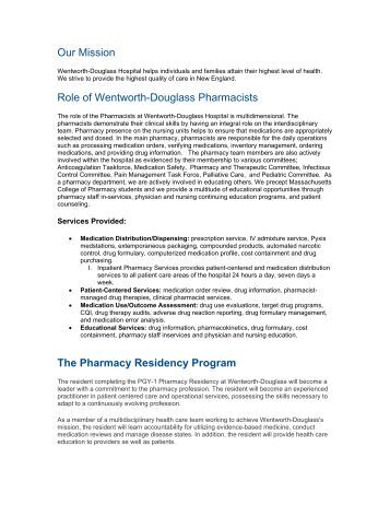 Pharmacy residency resume