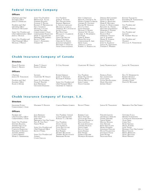 Annual Report 2005 - Chubb Group of Insurance Companies