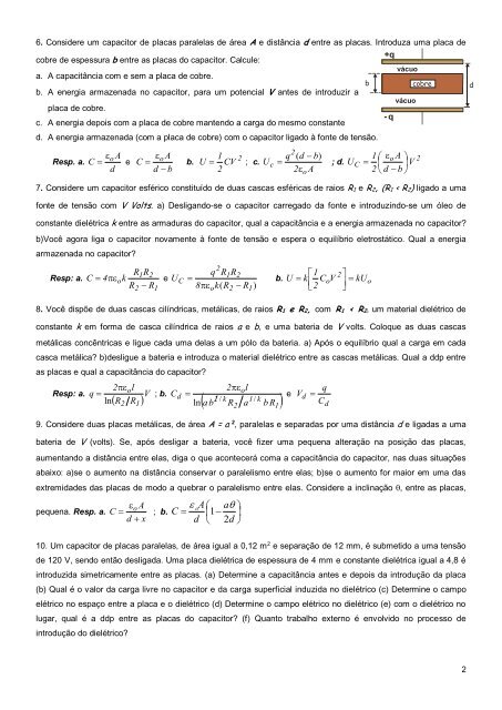 4 a Lista - Instituto de FÃ­sica da UFBA - Universidade Federal da Bahia