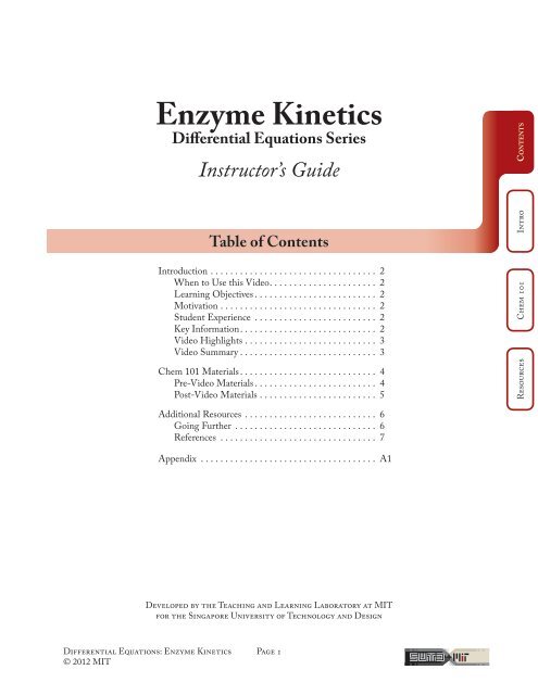 Enzyme Kinetics Instructor Guide.pdf - MIT Teaching and Learning ...