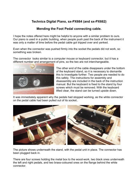 Technics Digital Piano, sx-PX664 (and sx-PX662) Mending the Foot