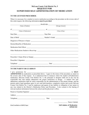 Medication Administration Form - Unit 5