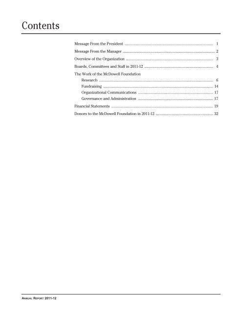 2011-2012 Annual Report - Dr. Stirling McDowell Foundation for ...