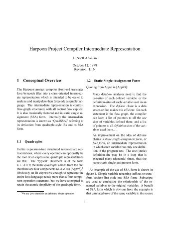 Harpoon Project Compiler Intermediate Representation