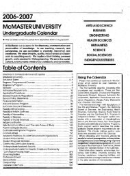 2006/2007 - Registrar - McMaster University
