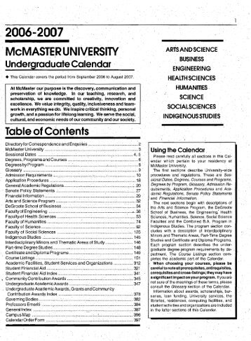 2006/2007 - Registrar - McMaster University