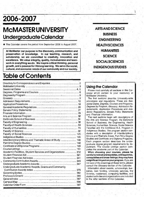 2006/2007 - Registrar - McMaster University