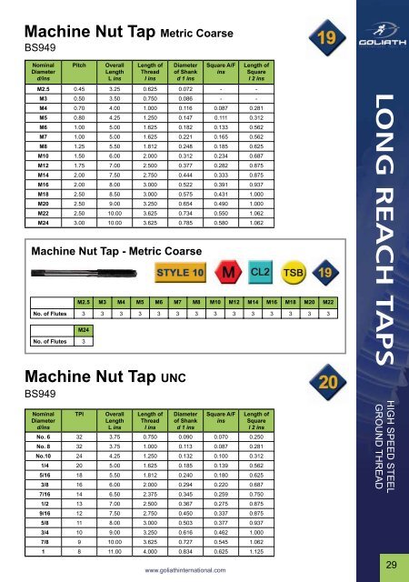 download Product Catalogue PDF (2.4MB) - Goliath Threading Tools