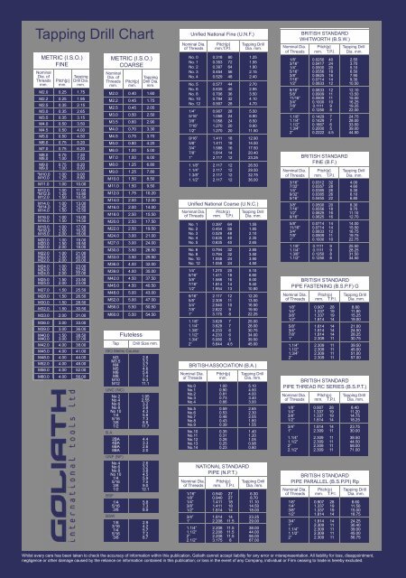 download Product Catalogue PDF (2.4MB) - Goliath Threading Tools