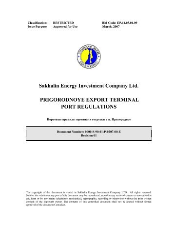 Prigorodnoye Export Terminal Port Regulations.pdf - Inchcape ...