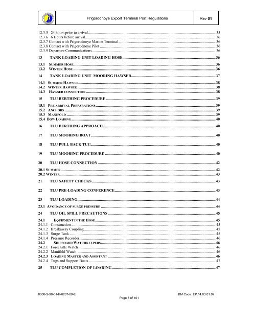 Prigorodnoye Export Terminal Port Regulations.pdf - Inchcape ...