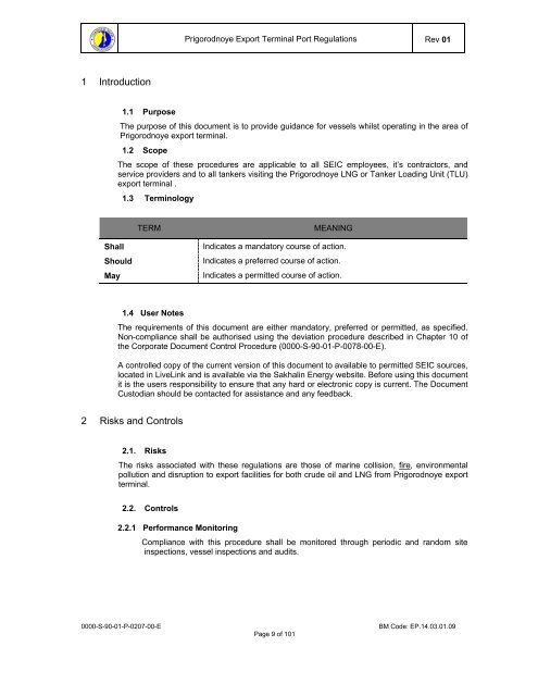 Prigorodnoye Export Terminal Port Regulations.pdf - Inchcape ...