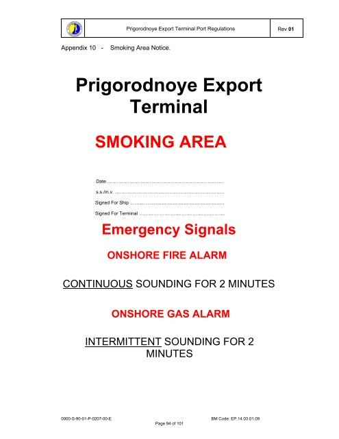 Prigorodnoye Export Terminal Port Regulations.pdf - Inchcape ...