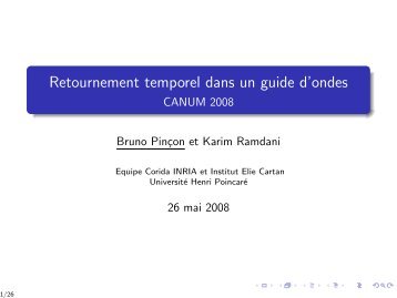 Retournement temporel dans un guide d'ondes - CANUM 2008 - SMAI