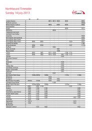 Sunday 14 July 2013 Northbound Timetable Sundays - Virgin Trains