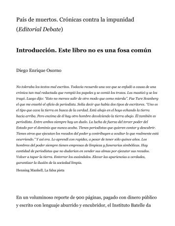 País de muertos. Crónicas contra la impunidad (Editorial Debate ...