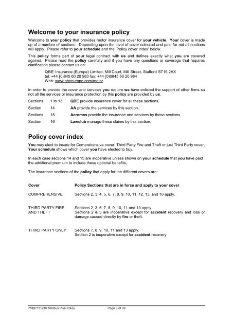 Minibus Plus Policy Wording - QBE