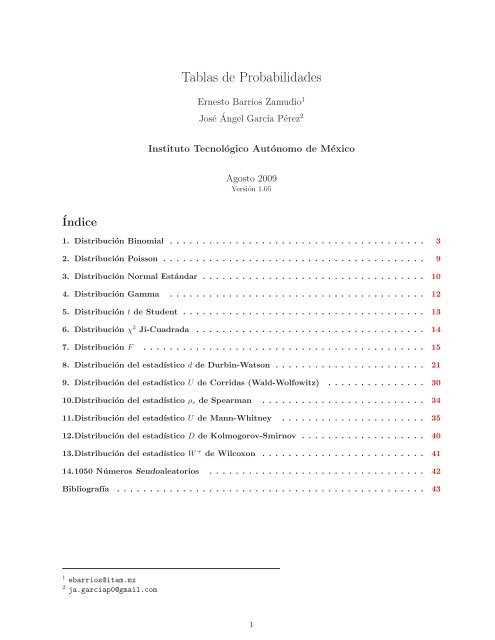 Tablas de Probabilidades - ITAM