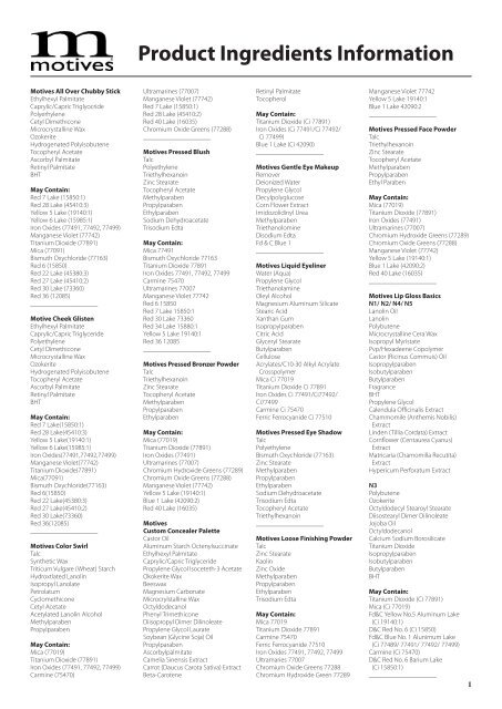 Product Ingredients Information - Team Delmarva