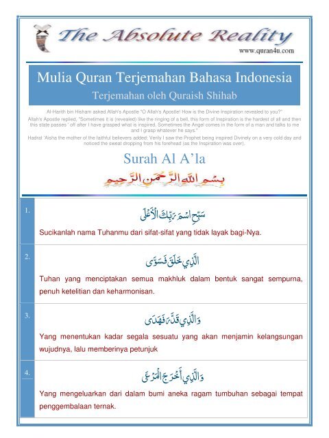 Mulia Quran Terjemahan Bahasa Indonesia Surah Al Ala