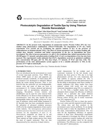 Photocatalytic Degradation of Textile Dye by Using Titanium Dioxide ...