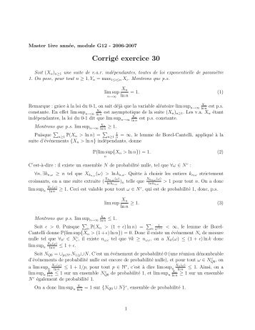 CorrigÃ© exercice 30 - ENS de Cachan - Antenne de Bretagne
