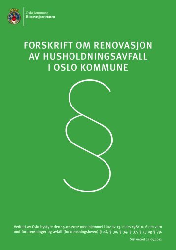 forskrift om renovasjon av husholdningsavfall i oslo kommune