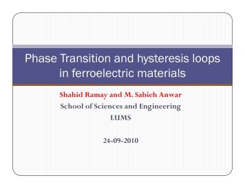 Phase Transition and hysteresis loops in ferroelectric materials