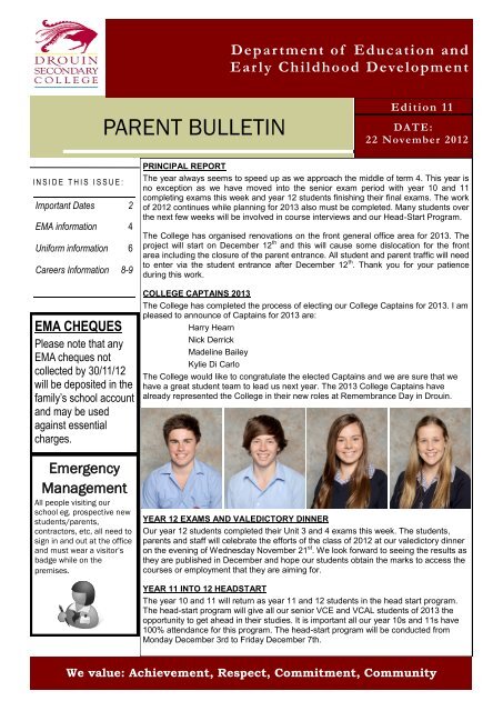 Bulletin 11 - November 22nd - Drouin Secondary College