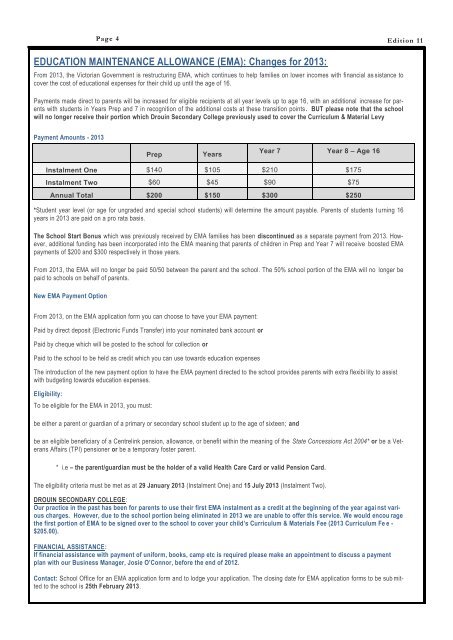 Bulletin 11 - November 22nd - Drouin Secondary College