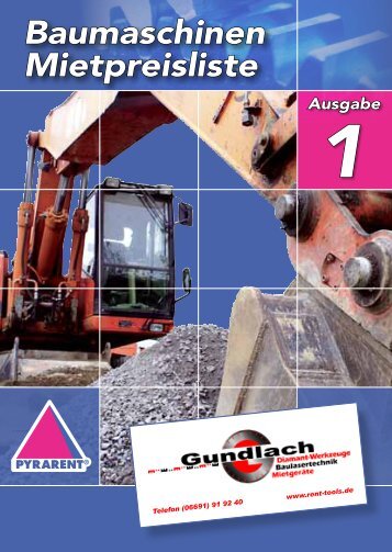 Baumaschinen Mietpreisliste - Gundlach Diamantwerkzeuge