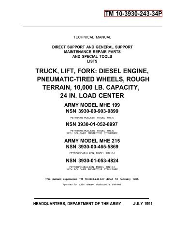 TM 10-3930-243-34P TRUCK, LIFT, FORK: DIESEL ENGINE ...