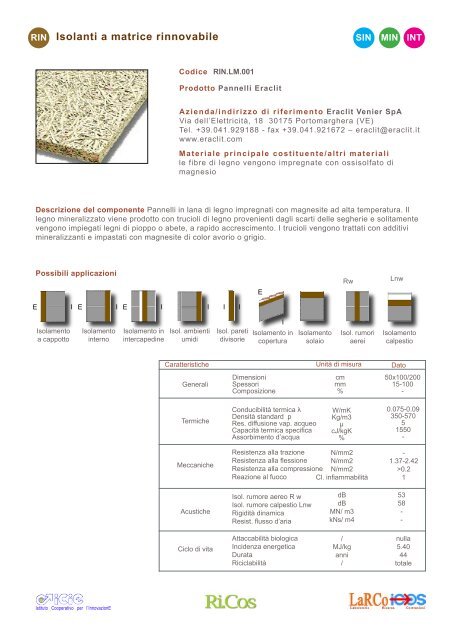 Isolanti a matrice rinnovabile - Laboratorio LarcoIcos