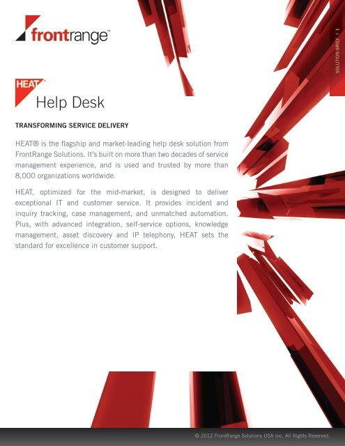 Heat Help Desk Solution Brief Frontrange Solutions