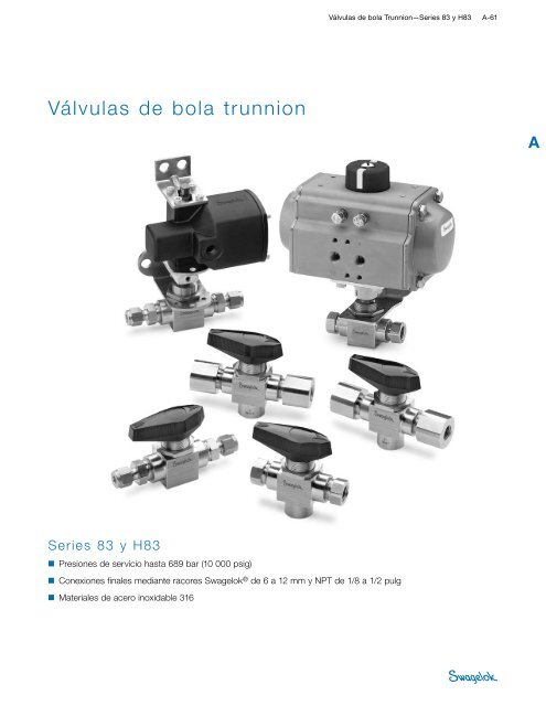 VÃ¡lvulas de Bola Trunnion: Series 83 y H83 (MS-01-166 ... - Swagelok