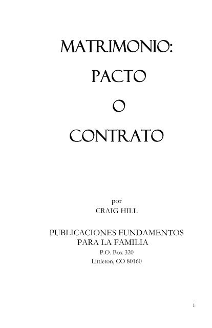 MATRIMONIO: PACTO O CONTRATO