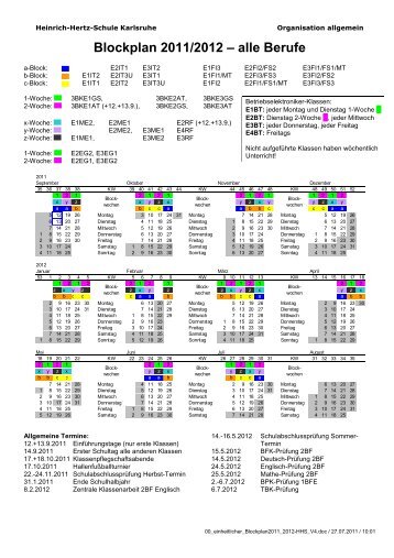Blockplan 2011/2012 â alle Berufe - hhs.ka.bw.schule.de - Karlsruhe