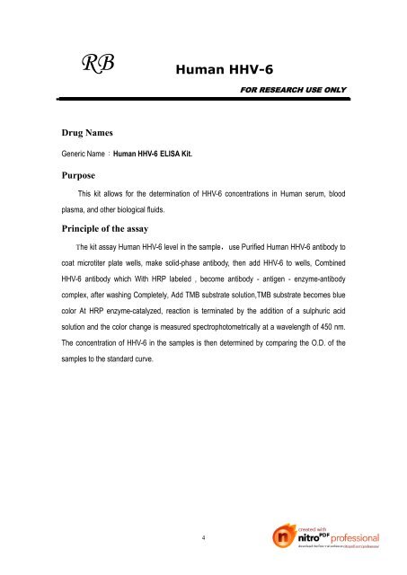 人疱疹病毒6 型(HHV-6）酶联免疫分析（ ELISA） 试剂盒使用说明书