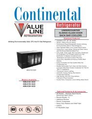 Undercounter Sliding Glass Door Back Bar Coolers - Continental ...