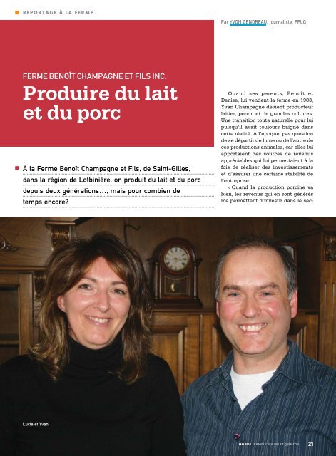 Produire du lait et du porc - Fédération des producteurs de lait du ...