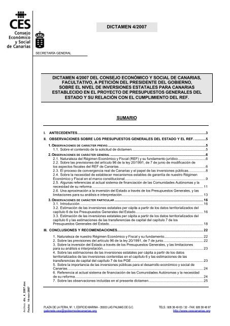 Dictamen 4/2007 sobre el - Consejo EconÃ³mico y Social de Canarias