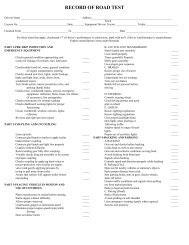 Driver Evaluation Road Test Form